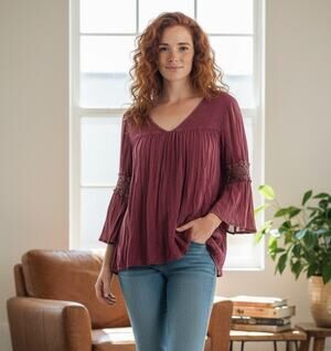 Paris Rose Blouse Whimsycore Boho Puffy Sleeves Indi Top Vintage Looking Size S